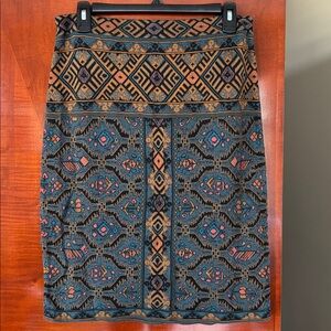 Peruvian Connection Geometric Print A-Line Skirt Size M